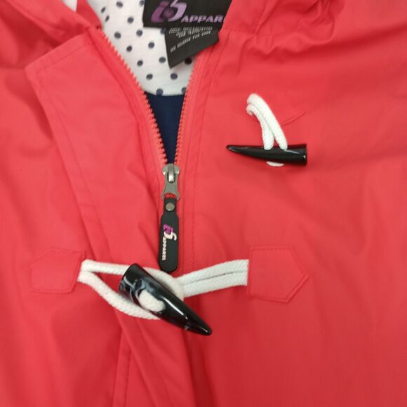 I5 Apparel Kids Hooded Waxie Toggle Rain Jacket Slicker M (8-10) Red Navy - Picture 5 of 8
